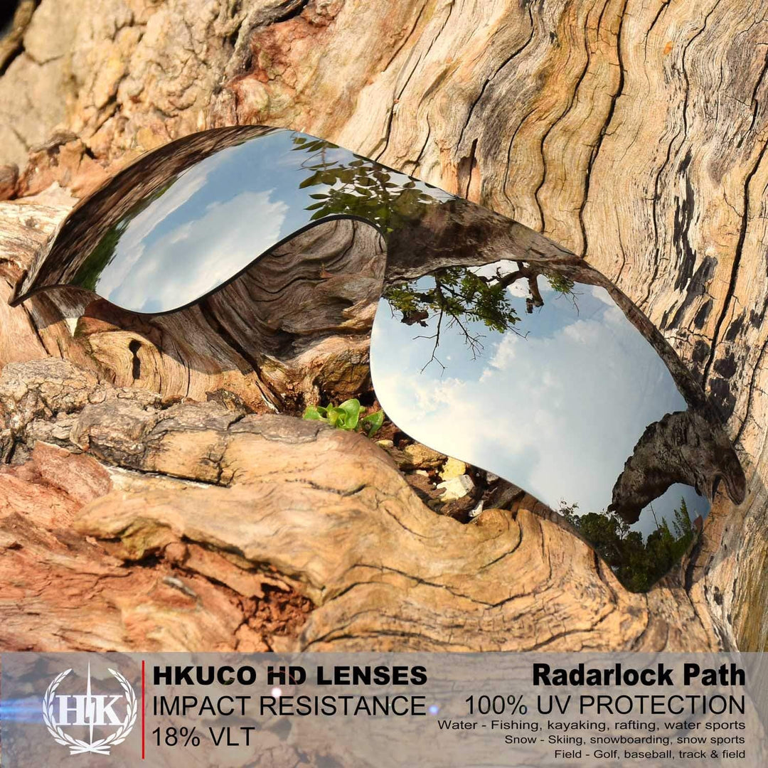 HKUCO For Oakley Radarlock Path Red/Silver Polarized Replacement Lenses And Black Earsocks Rubber Ki