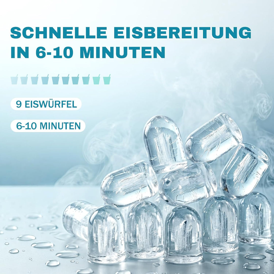 LEADZM Eiswürfelmaschine Klein,Eiswürfelbereiter, 9 Würfel in 6-10 Minuten fertig,12 kg Eis/Tag Eisw