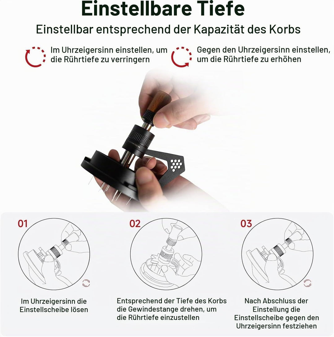 IKAPE Mantis WDT Distribution Tool, 51MM Espresso Rührer Distribution Tool für Barista - 8 Nadel Esp