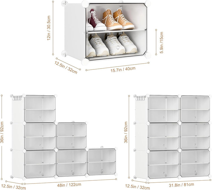 Schuhregal, Schuhschrank mit 12 Fächern, schuhregal hoch und schmal, schuhregal weiss, schuhschrank