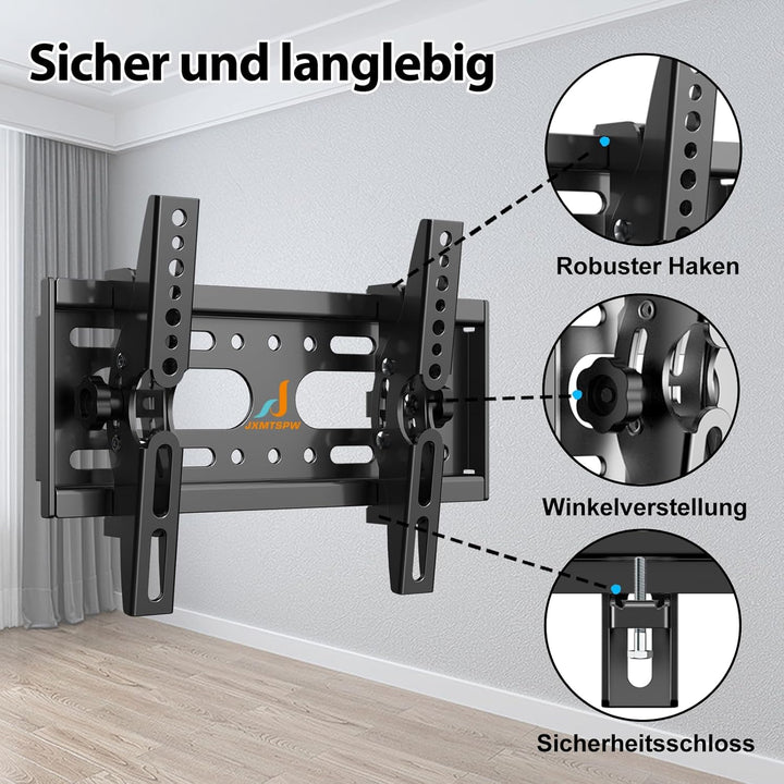 TV Wandhalterung Neigbar für 14-42 Zoll LED LCD OLED Plasma Flachbildfernseher, 32 38 40 Flach Curve