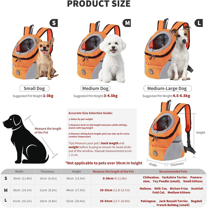PETCUTE Hundetragerucksack,Verstellbarer Haustier Rucksack für Kleine Hunde und Katzen,Gepolsterter
