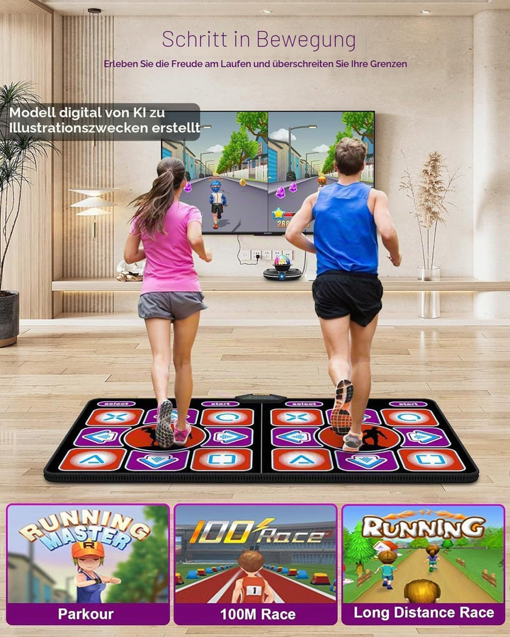 Doppel-Tanzmatte für TV mit Kamera & kabellosem Controller, rutschfeste Tanzmatte für Kinder Erwachs