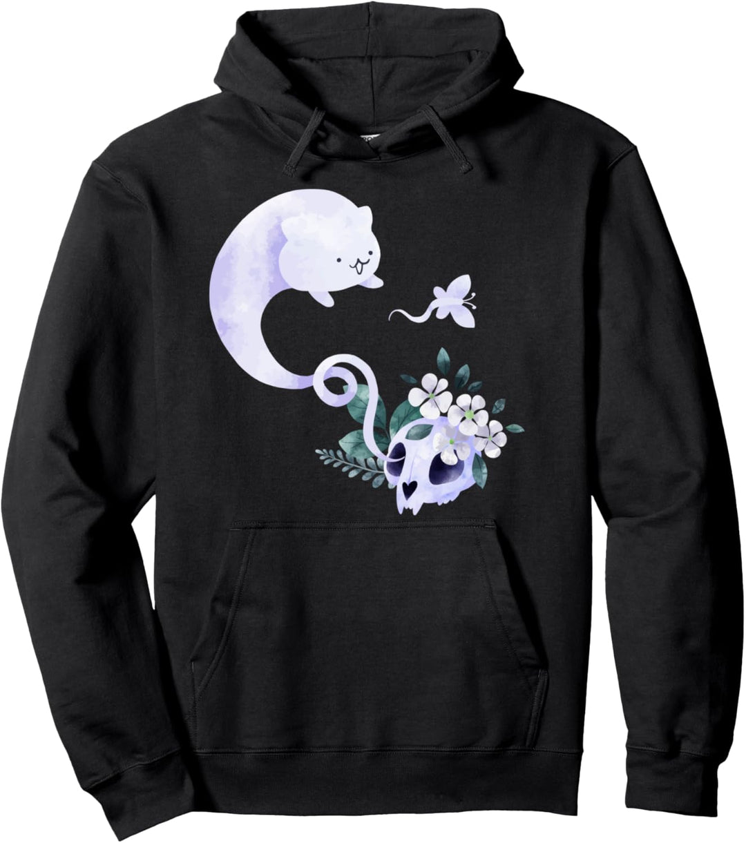 Pastell Okkult Katze Skelett Gothic Kawaii Goth Halloween Pullover Hoodie
