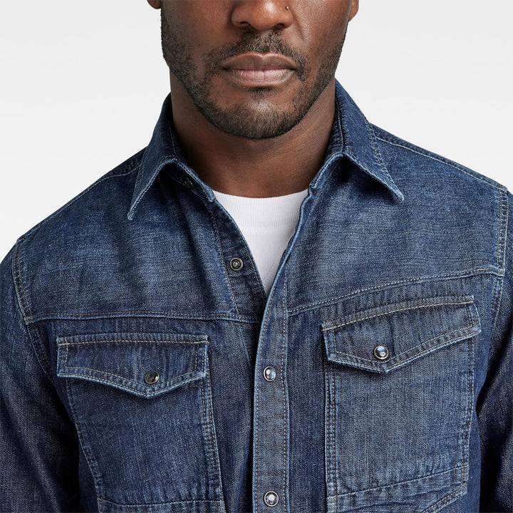 G-STAR RAW Herren Slim Denim Hemd, Blau (worn in deep sea D23616-D252-G133), S