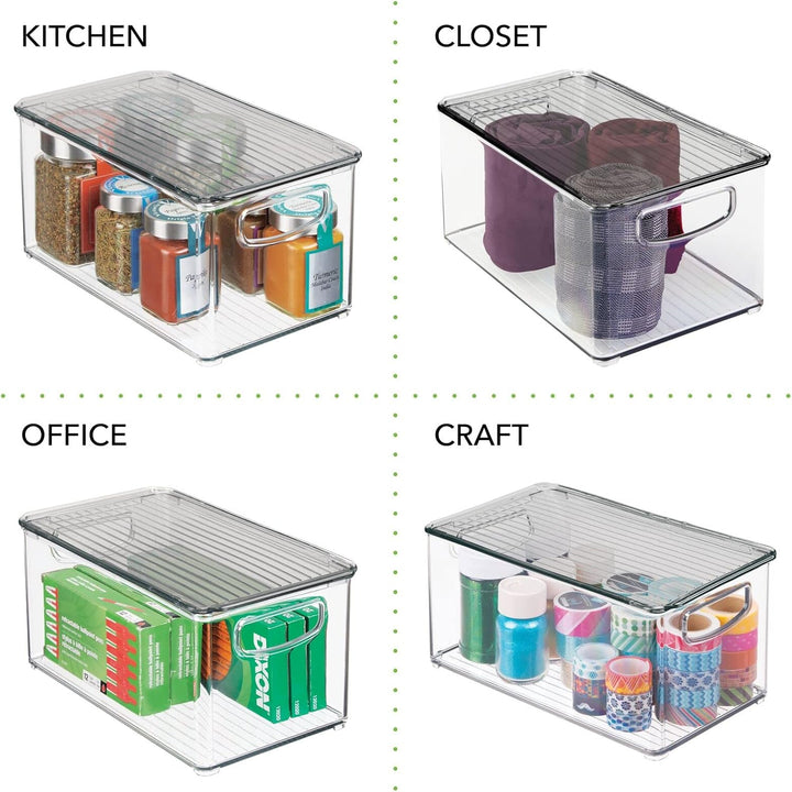 mDesign 4er-Set Aufbewahrungsbox mit Griffen – Kühlschrankbox mit Deckel zur Lebensmittelaufbewahrun