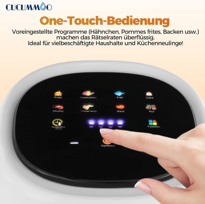 Heissluftfritteuse/Air Fryer, 3.3L Smart Airfryer mit Full Touch Screen & Sichtfenster, Garen und Ba
