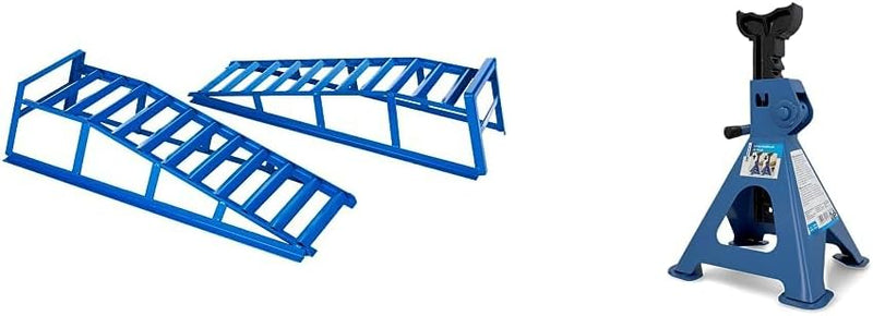 cartrend PKW Auffahrrampen-Set, bis 225 mm Hebebühne Kfz Rampe Auffahrbock Hebeplattform & Profi Unt