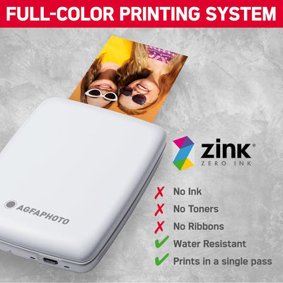 AGFA Photo Mini P.2 – Tragbarer Zink-Drucker für Sofortbilder – Einfach und schnell drucken – 75 × 5