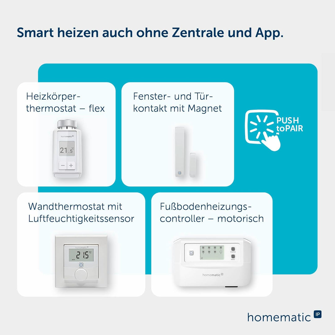 Homematic IP Smart Home Heizkörperthermostat – Flex, digitaler Thermostat Heizung, Steuerung per App
