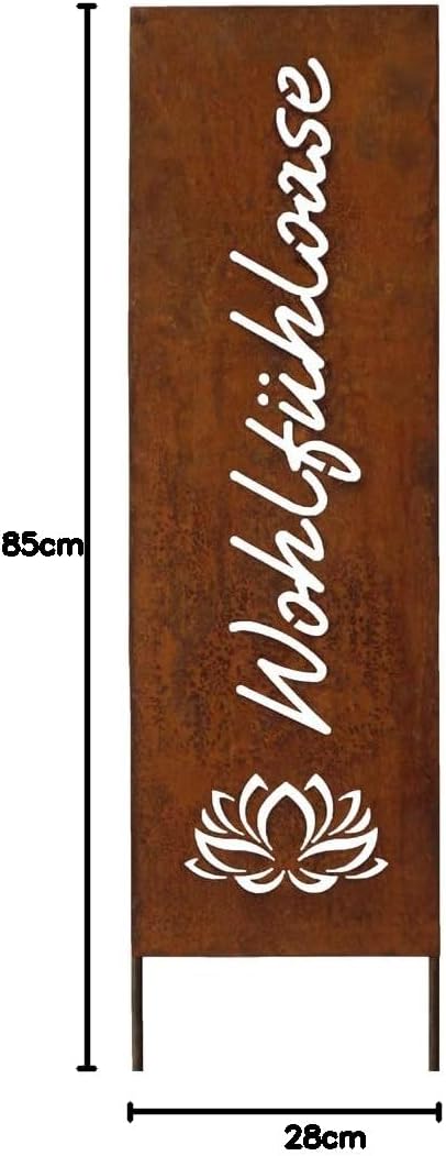Bornhöft Schild Spruchtafel Gartenschild Edelrost rostige Gartendeko 115cm Edelrost (Wohlfühloase),