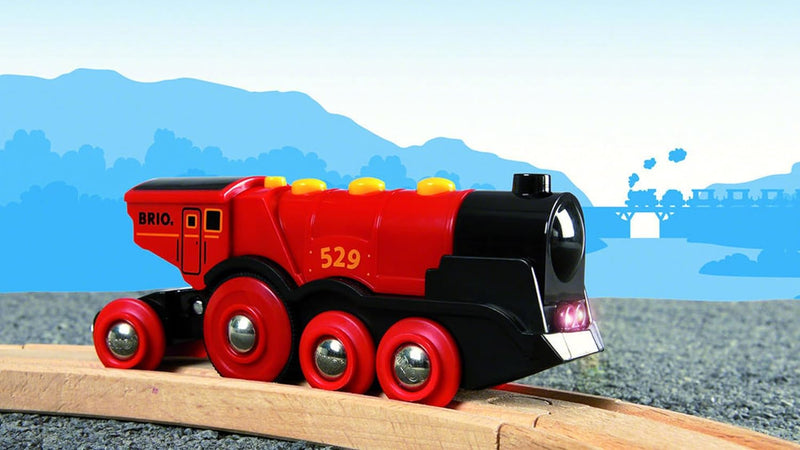 BRIO World 33592 Rote Lola elektrische Lok - Batterie-Lokomotive mit Licht & Sound - Kleinkinderspie