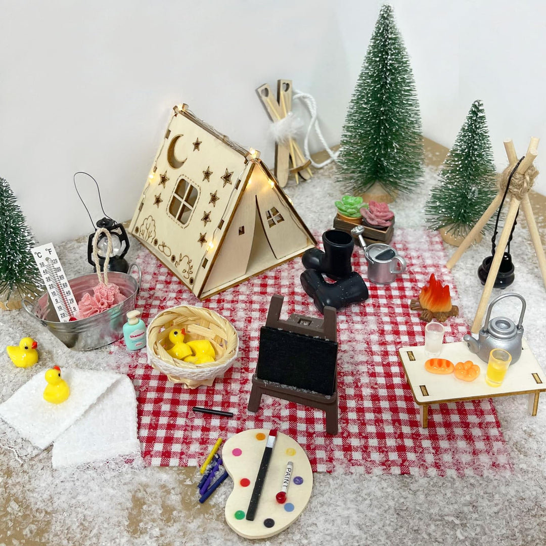 Wichtel Set Weihnachten Komplett, 38 Pcs Wichtel Zubehör Weihnachten Deko, Wichteltür Set Mit 70cm L