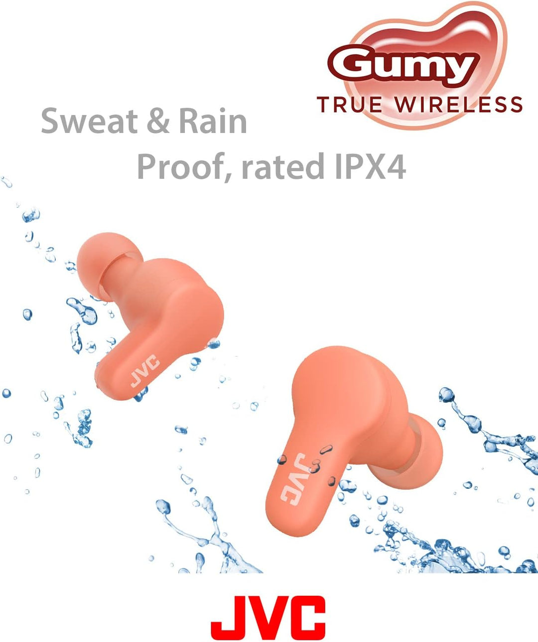 JVC HA-Z77T-P Gumy True Wireless Kopfhörer mit weichen Elastomer Ohrstöpseln, 3 Sound-Modi, Bluetoot