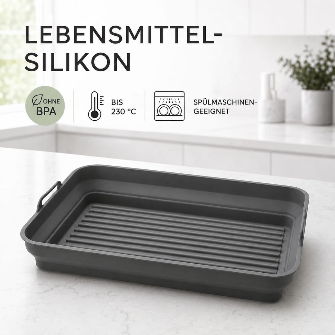 Faltbare Silikonform für Heissluftfritteuse 37x22x7 cm Rechteckig BPA-frei