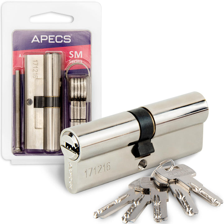 APECS Zylinderschloss Profilzylinder 80 (35/44) mm für Türschloss Haustür mit 5 Schlüsseln Modell SM