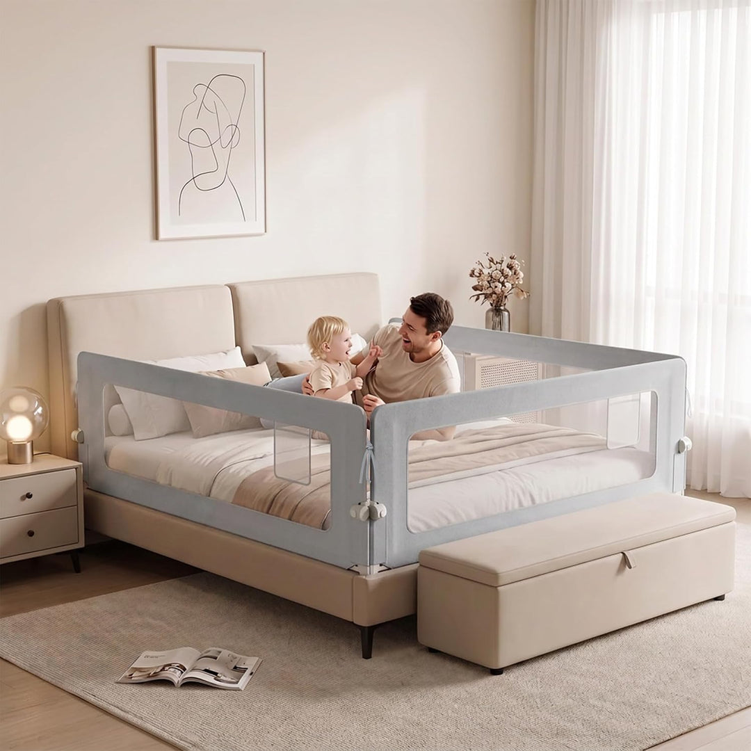 XMTECH 1st Bettgitter 150 cm Bettschutzgitter Kinderbettgitter für Kinder, Rausfallschutz Bett Babyb