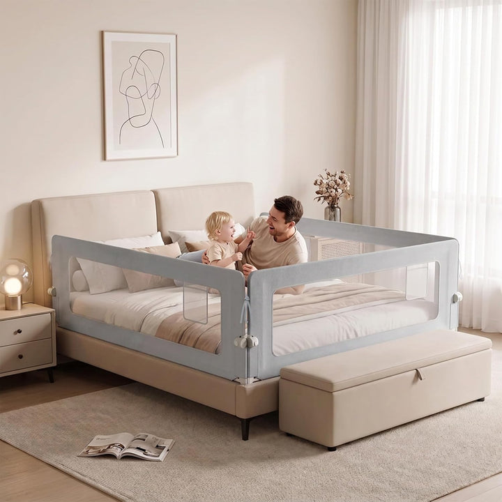 XMTECH 1st Bettgitter 150 cm Bettschutzgitter Kinderbettgitter für Kinder, Rausfallschutz Bett Babyb