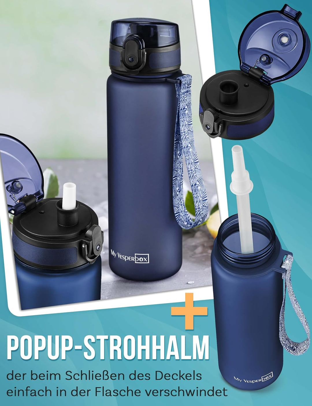 My Vesperbox® Trinkflasche Kinder [500ML] - Wasserflasche Kohlensäure Geeignet &amp; Auslaufsicher - Wat