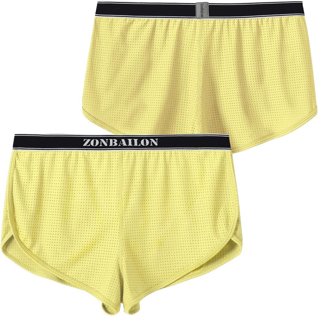 BIATWOWR Herren Transparent Sexy Boxershorts Männer Atmungsaktiv Bequem Unterhose Seitlichem Schlitz
