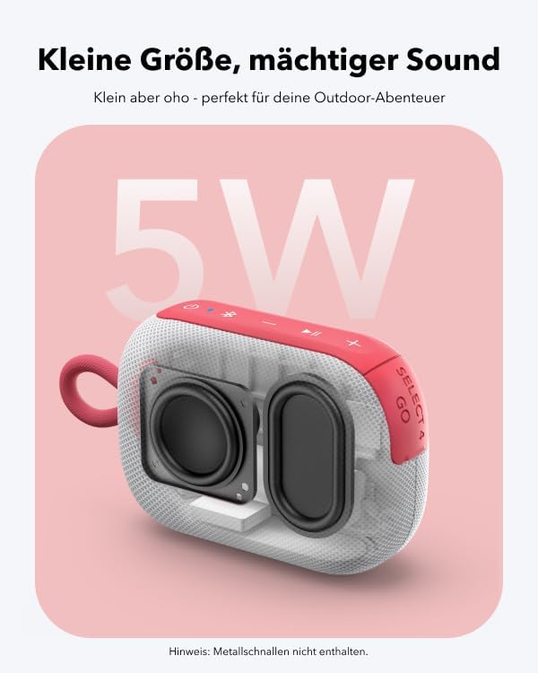 soundcore Select 4 Go Bluetooth Lautsprecher, ultraportabel, bis zu 20h Wiedergabe, IP67 Wasser- und