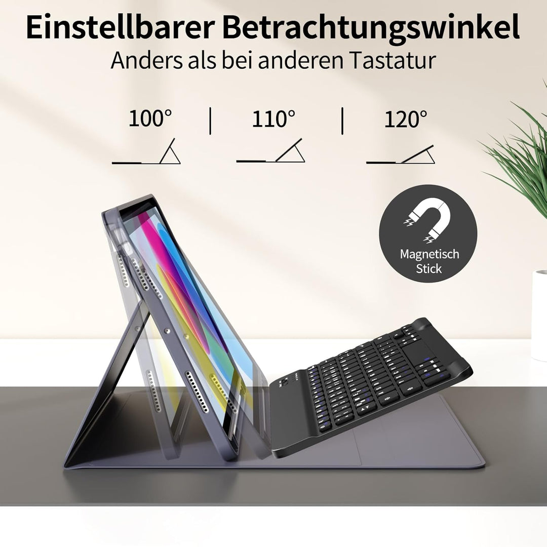 Hülle mit Tastatur für iPad A16 11 Generation 2025/10 Generation 2022 (11/10.9 Zoll), Flexibles TPU