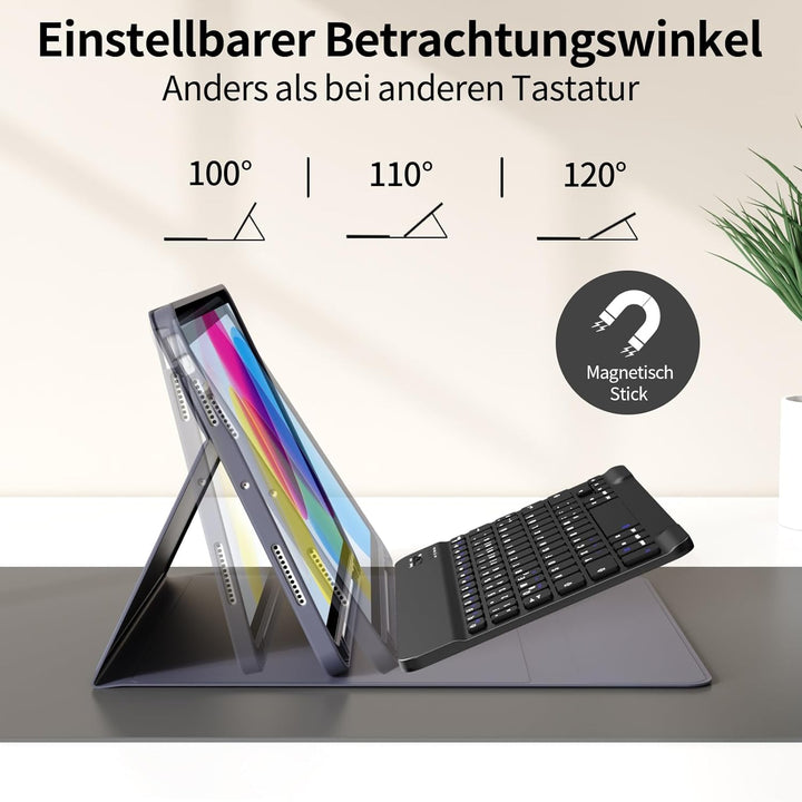 Hülle mit Tastatur für iPad A16 11 Generation 2025/10 Generation 2022 (11/10.9 Zoll), Flexibles TPU