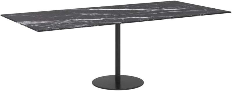homiuse Tischplatte Schwarz 100x62 cm 8 mm Hartglas in Marmoroptik Rechteckig Desktop Gehärtetes Gla
