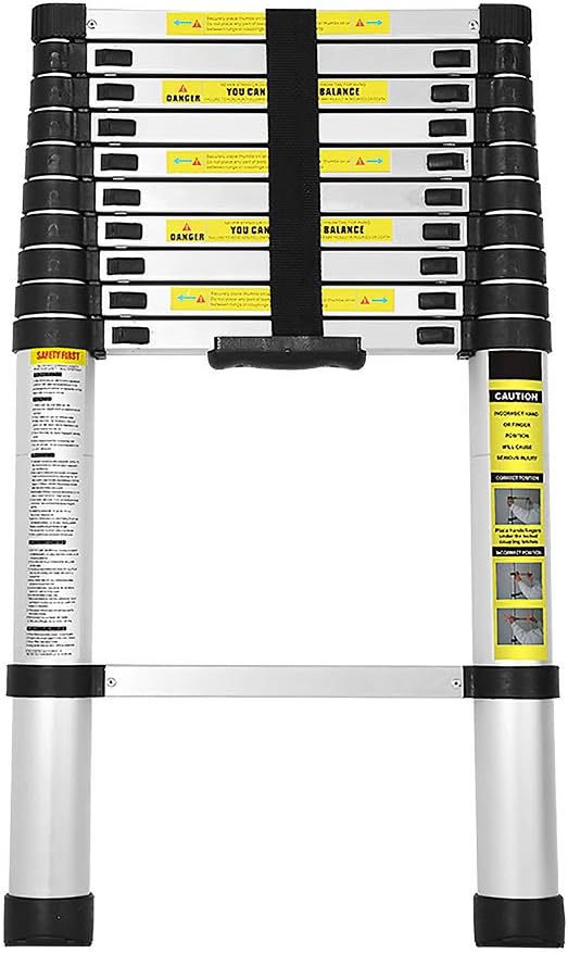 Eulenke 3,2M Teleskopleiter - Rutschfester Multifunktionsleiter 150 kg Belastbarkeit - Aluleiter Hau