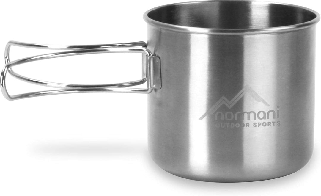 normani Camping Edelstahl Geschirrset Besteck + Teller + Tasse Silver/2 Einheitsgrösse, Silver/2 Ein