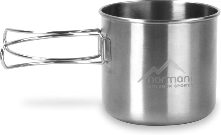 normani Camping Edelstahl Geschirrset Besteck + Teller + Tasse Silver/2 Einheitsgrösse, Silver/2 Ein