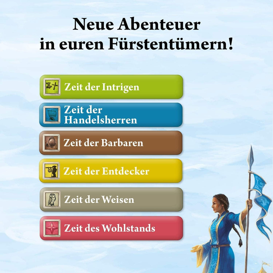 Kosmos 680602 Catan - Erweiterung für Das Duell – Finstere & Goldene Zeiten, Kartenspiel nur mit Cat
