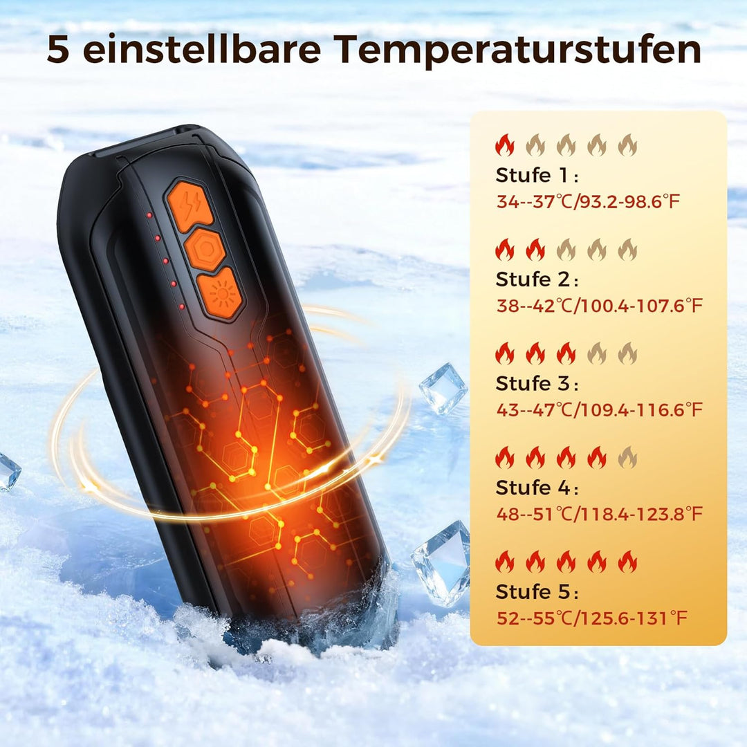 VIWAVE Handwärmer Elektrisch 2er-Set Taschenwärmer Wiederverwendbar mit LED,6000mAh Akku Handwärmer