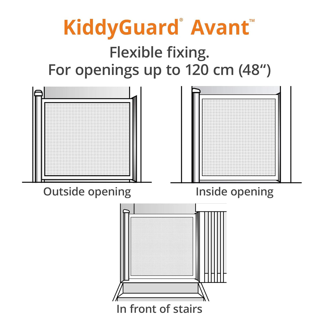 Lascal KiddyGuard Avant, stilvolles Treppenschutzgitter für Babys, einrollbares Türgitter aus Netz u