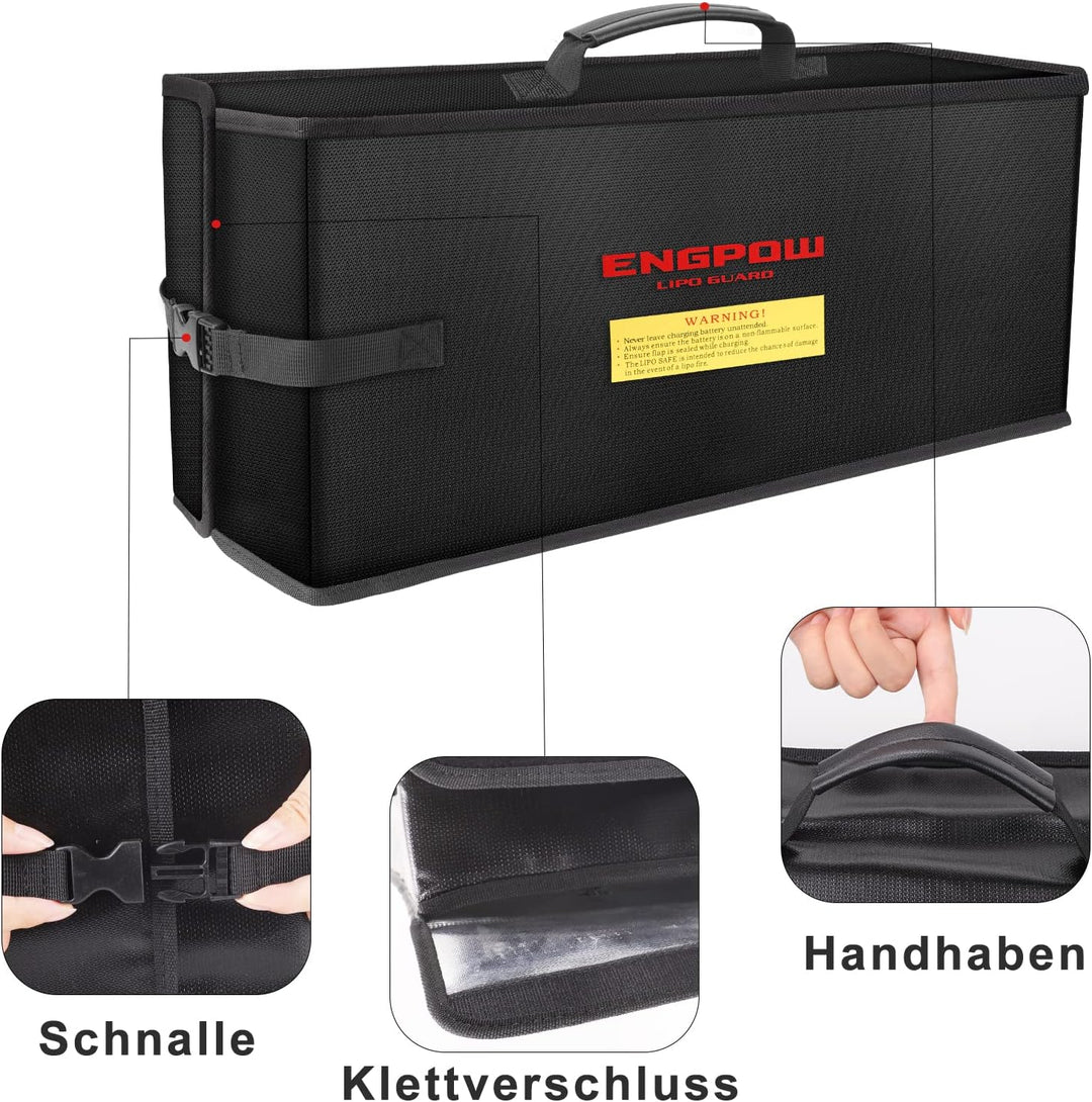 Ebike Akku Tasche Feuerfest bis 2000°F Batterie Tasche Akkutasche Wasserdicht & Explosionssicher,Lip