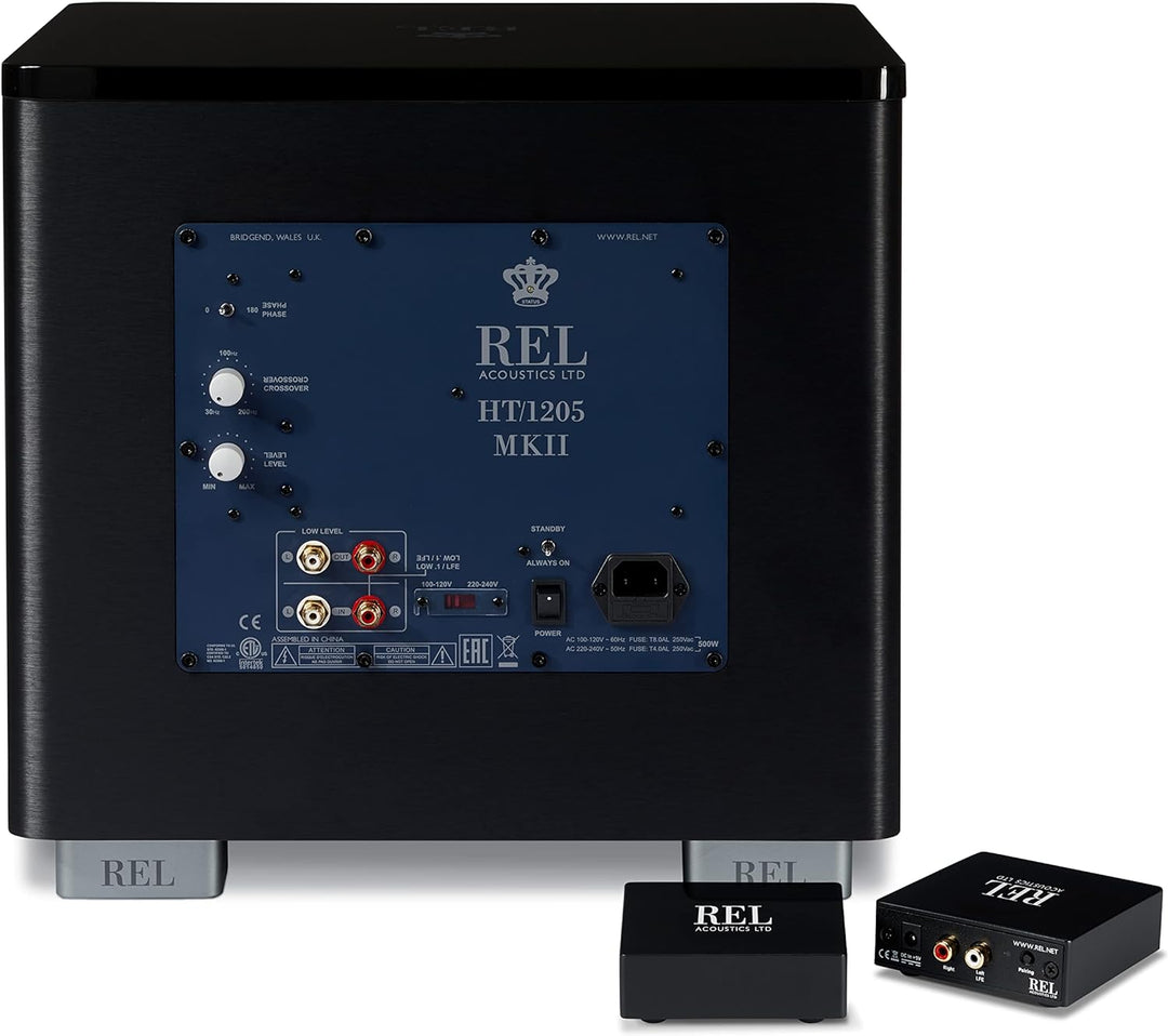 REL Acoustics HT/1205 MKII Subwoofer, kompatibel mit HT-Air Wireless, Composite Schwarz Granulat Lin