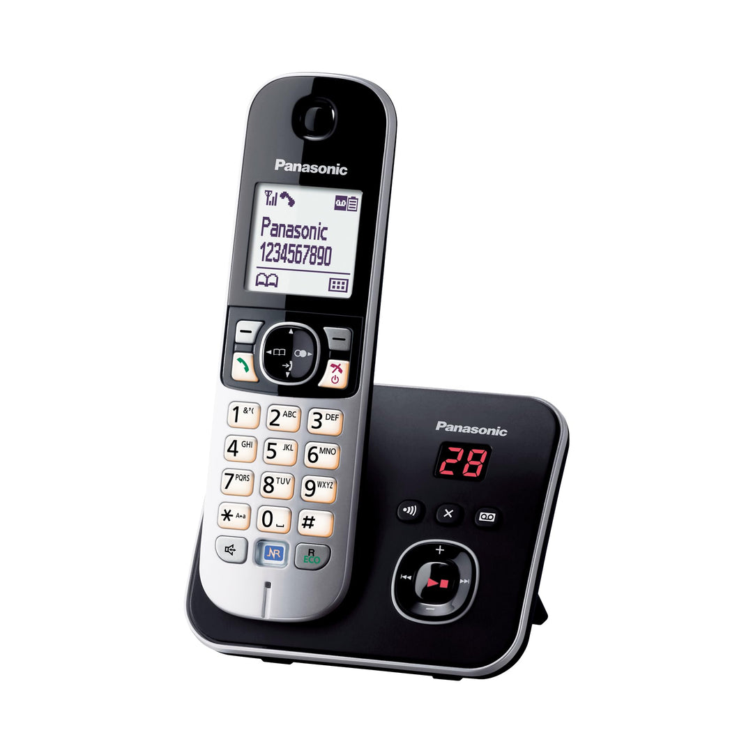 Panasonic KX-TG6821GB DECT Schnurlostelefon mit Anrufbeantworter (strahlungsarm, Eco-Modus, GAP Tele