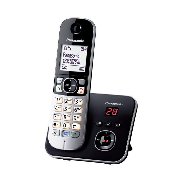 Panasonic KX-TG6821GB DECT Schnurlostelefon mit Anrufbeantworter (strahlungsarm, Eco-Modus, GAP Tele