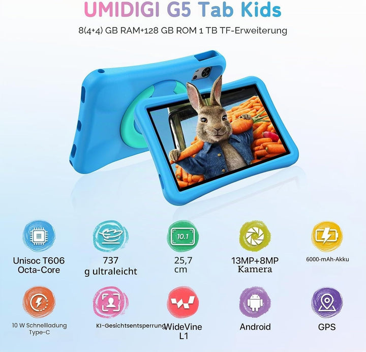 UMIDIGI G5 Kinder Tablet 10.1 Zoll Tablet Android, G5 Tab Kids Tablets,8(4+4) GB+128GB/1TB TF,Octa-C