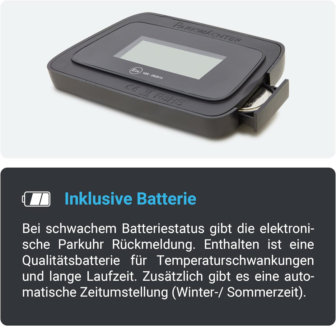 Parkwächter, Parkscheibe digital, elektronische Parkuhr, automatische digitale Parkscheibe gemäss St