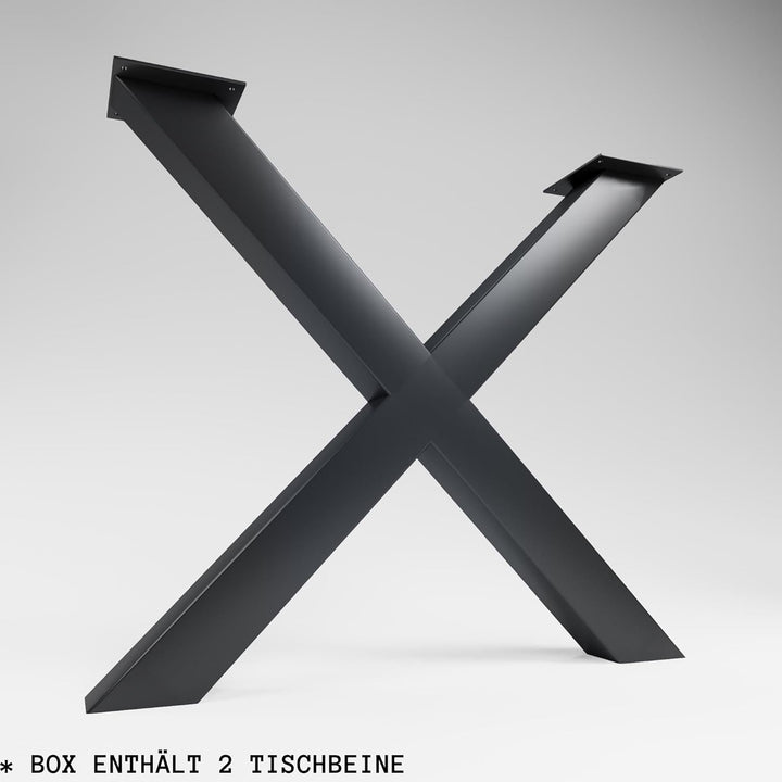 CM Furniture - Tischbeine Metall anthrazit - 2 Stück X Form, rostfrei & modern - Tischgestell Masse
