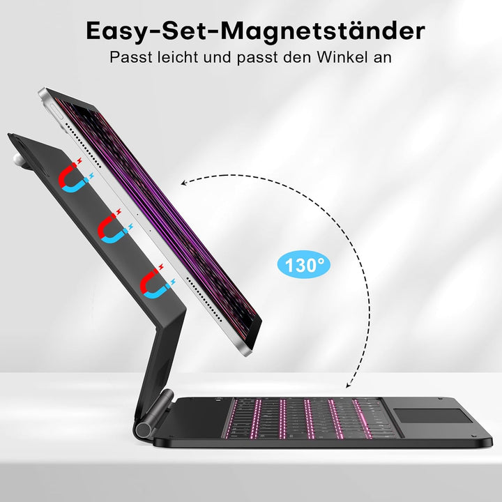 TECURS Tastatur Hülle für iPad Air 13" (M2 2024), Tastatur für iPad Pro 12.9 (6/5/4/3 Gen), Magic Ke
