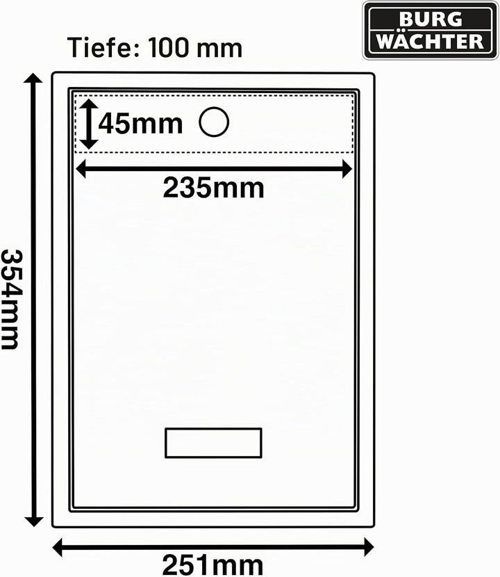 Sterling MB11BK MB11 Forth Briefkasten aus Stahl für hinten, weiss, 244 x 351 x 98mm 244 x 351 x 98m