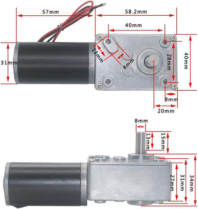 Wifehelper 12V 200RPM 5840-31ZY Getriebemotor selbsthemmend Permanentmagnet DC Turbo Worm Reduktions