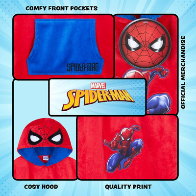 Marvel Spiderman Blanket Hoodie für und – Jungen Einheitsgrösse Rot/Balu, Einheitsgrösse Rot/Balu