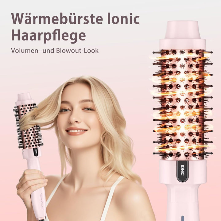 Thermal Brush, Thermobürste Negativ-Ionen, Wärmebürste Rundbürste mit 2 Temperaturstufen, Stylingbür
