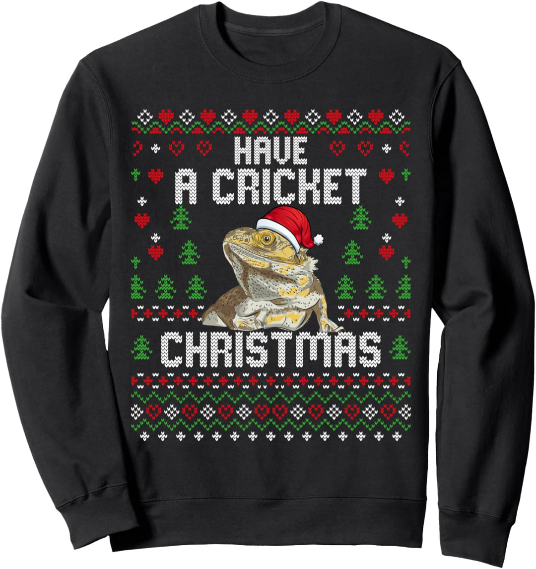 Kricket-Weihnachtspullover mit bärtigem Drachen und hässlichem Weihnachtsmotiv Sweatshirt