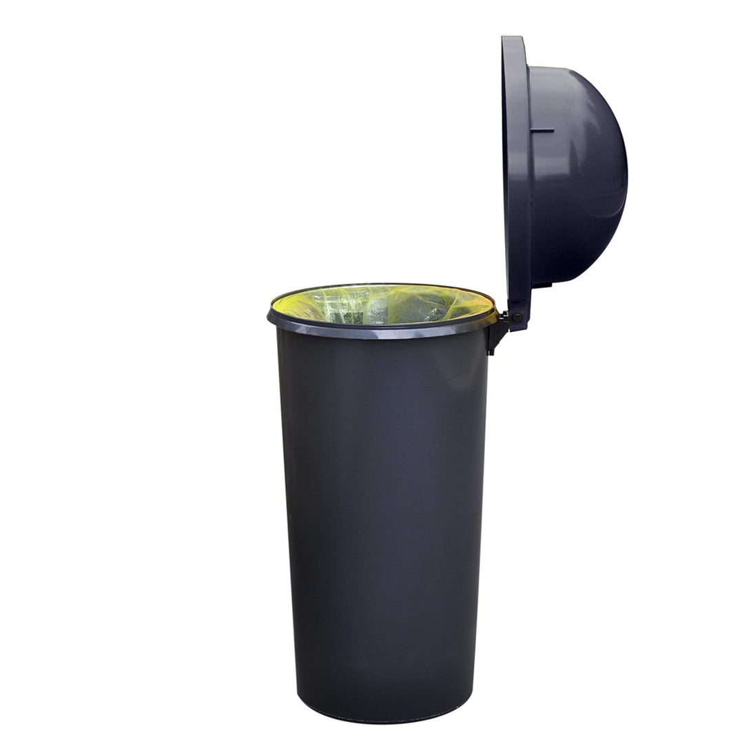 KUEFA HD 60L Müllsackständer, Mülleimer mit Scharnierdeckel und Klemm-Ring Gelber Sack, stabil, stra