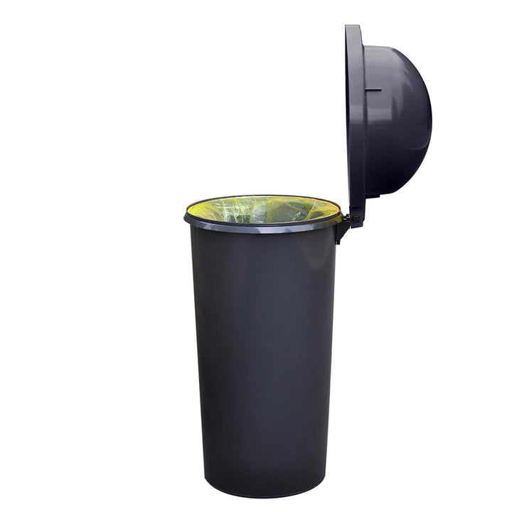 KUEFA HD 60L Müllsackständer, Mülleimer mit Scharnierdeckel und Klemm-Ring Gelber Sack, stabil, stra
