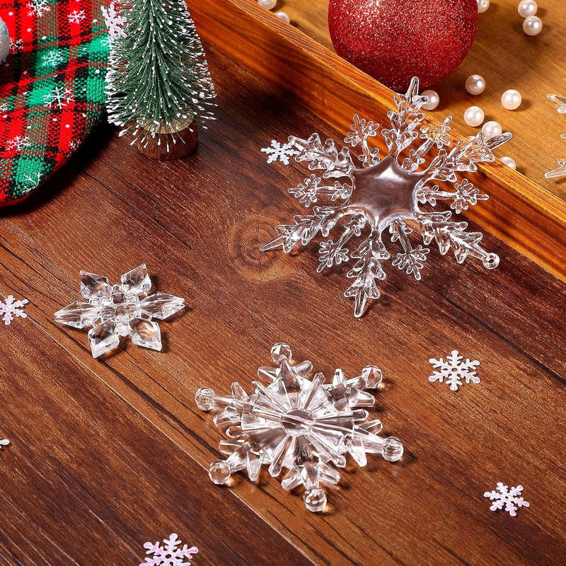 16 Stück Acryl Eiszapfen Schneeflocke Eistropfen Anhänger,Weihnachtsbaum Kristall Dekorationen, Weih